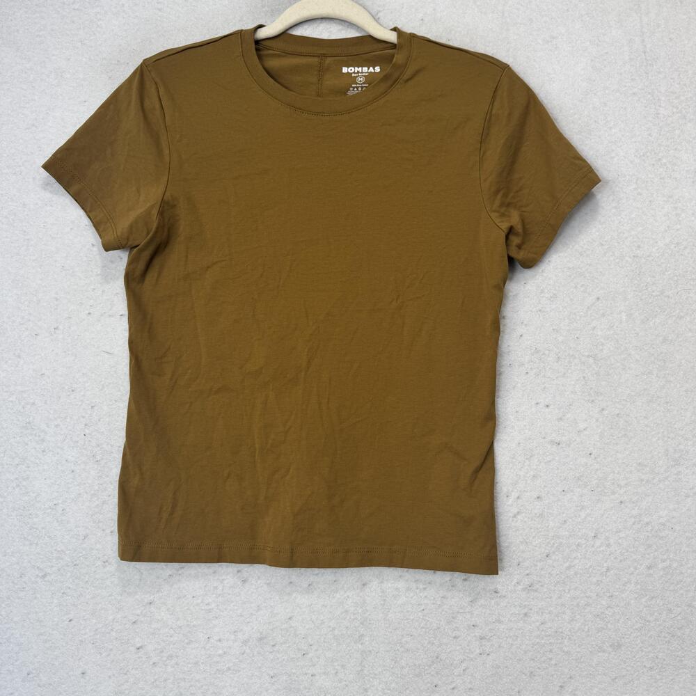 Bombas T-Shirt Womens Medium Brown 100% Pima Cotton Crew Neck Short Sleeve Top
